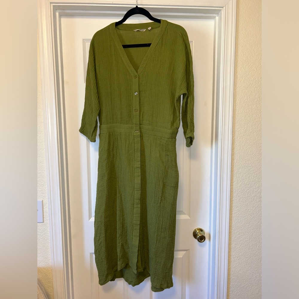 Soft Surroundings Drina Gauze Midi Dress - Fern/Green - Size Medium - Picture 4 of 8